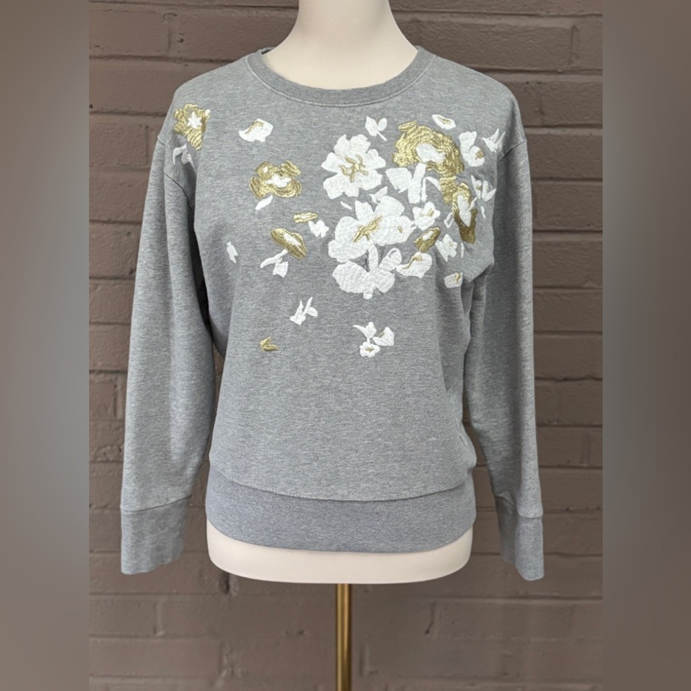 J.Crew Gray Sweatshirt with Floral Embroidery S